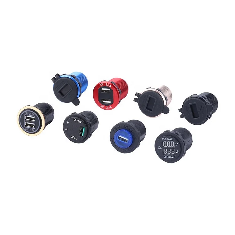 Cigar Lighter Car Charger Dual USB Socket 12V USB Charging Port for Bus Boat Marine Mobile Phone