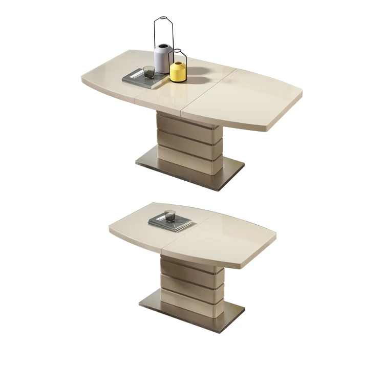 Luxury & Excellent quality high gloss convertible dining table 2-8 seats space saving for living room hot sale