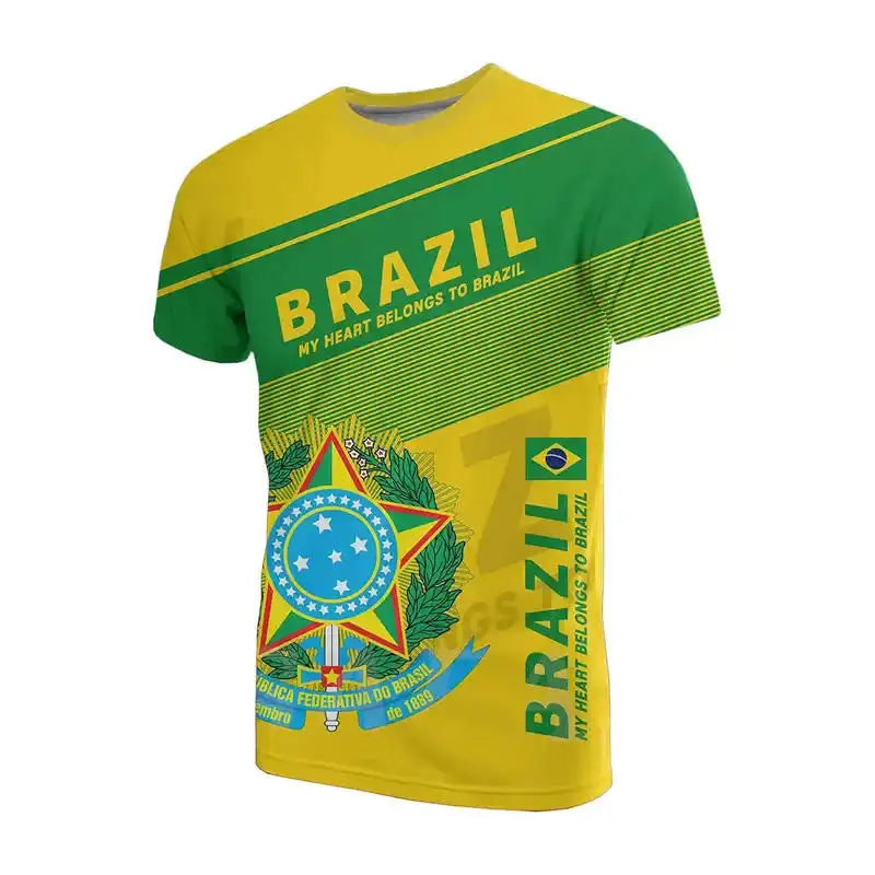 Wholesale Design Breathable Brazil Flag T Shirt Men Brazil Football Shirt for Men