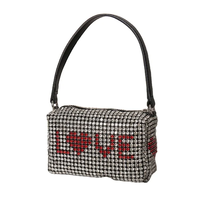 Explosions handmade full diamond ladies handbag chain small square bag messenger bag rhinestone bag