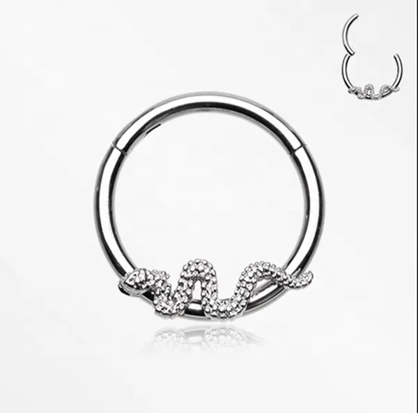 316L Stainless Steel Snake Hinged Segment Ring Hoop Piercing