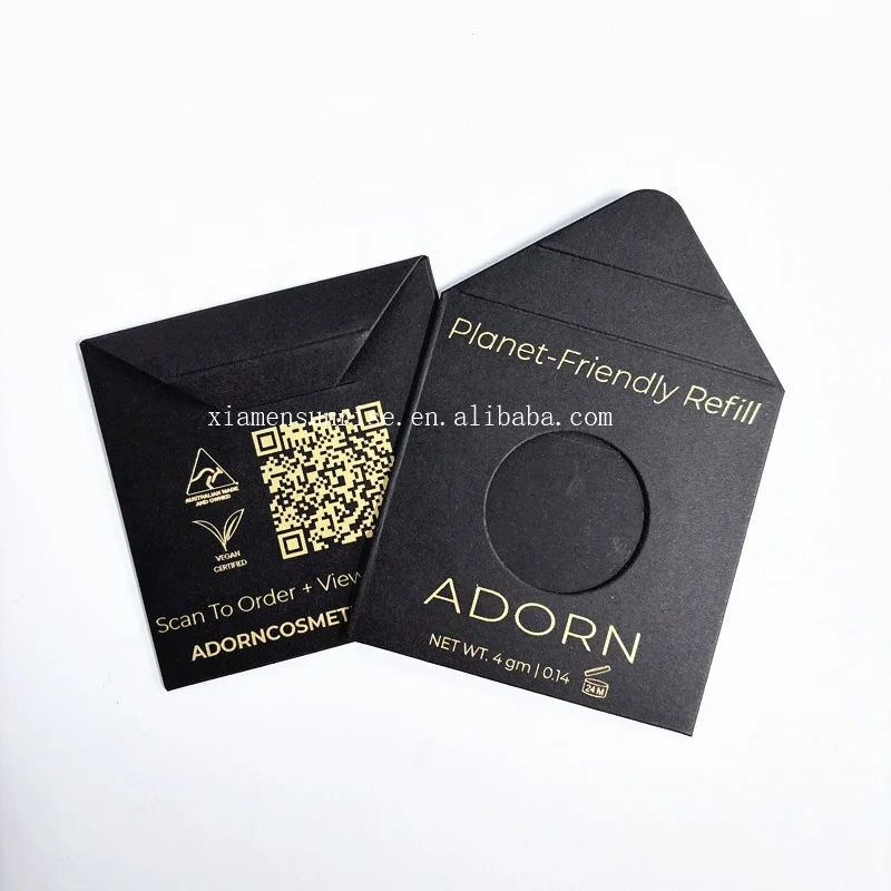 Customized transparent window black envelope with gold foil logo matte paper envelope