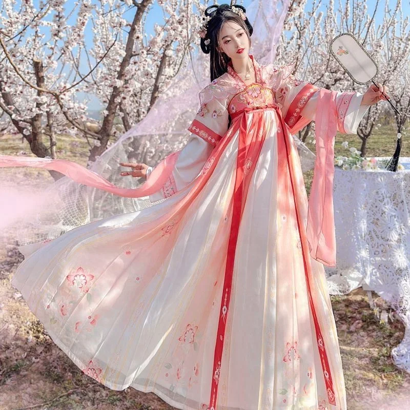 Плиссированная юбка Hanfu с большими рукавами традиционная китайская одежда