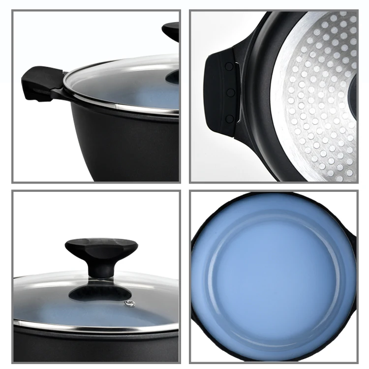 Wholesale 28cm Nonstick Cookware Set Die Cast Aluminum Cooking Pots And Pans Non-stick Casserole Sauce Pan With Glass Lid