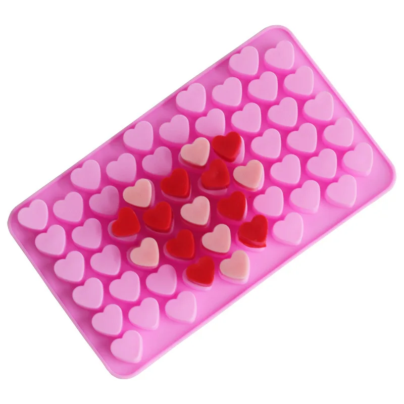 2024 Mini heart Shape 55 Cavity Silicone Mold for pet Chocolate Jello Gummy Candy Custom cartoon bear silicone baking mold
