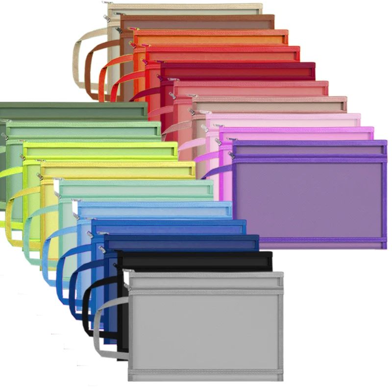 amaon top seller 2023 office stationery double layer A4 mesh zipper file folder document bag with handle