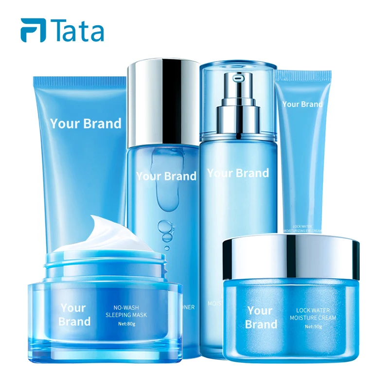 Private Label Custom Logo Formula Hyaluronic acid Deep Hydrating Moisturizing Female Skin Care Set 6 Pieces