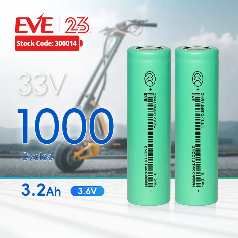 EVE lithium 18650 33V battery 3.6v 3200mah 18650 battery holder cell 18650 for electric bicycle battery