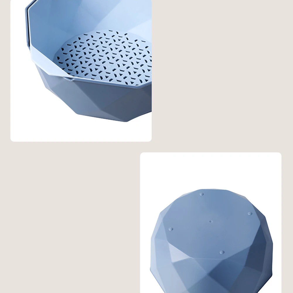 Plastic washing basket double rice washing vegetable draining basket Storage basket household fruit bowl kitchen filter basin