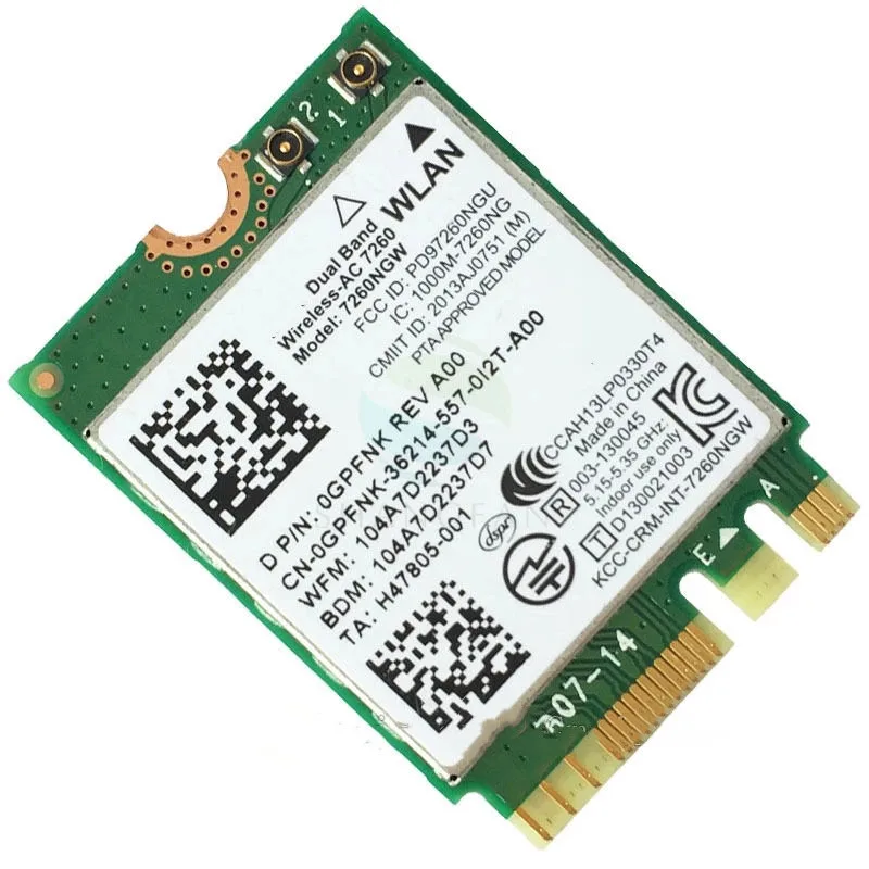 Suitable for Dell laptop WIFI card dual frequency wireless-AC 7260NGWAC 7260NGW 7260AC NGFF Pcie BT4.0 Wlan card 867Mbps