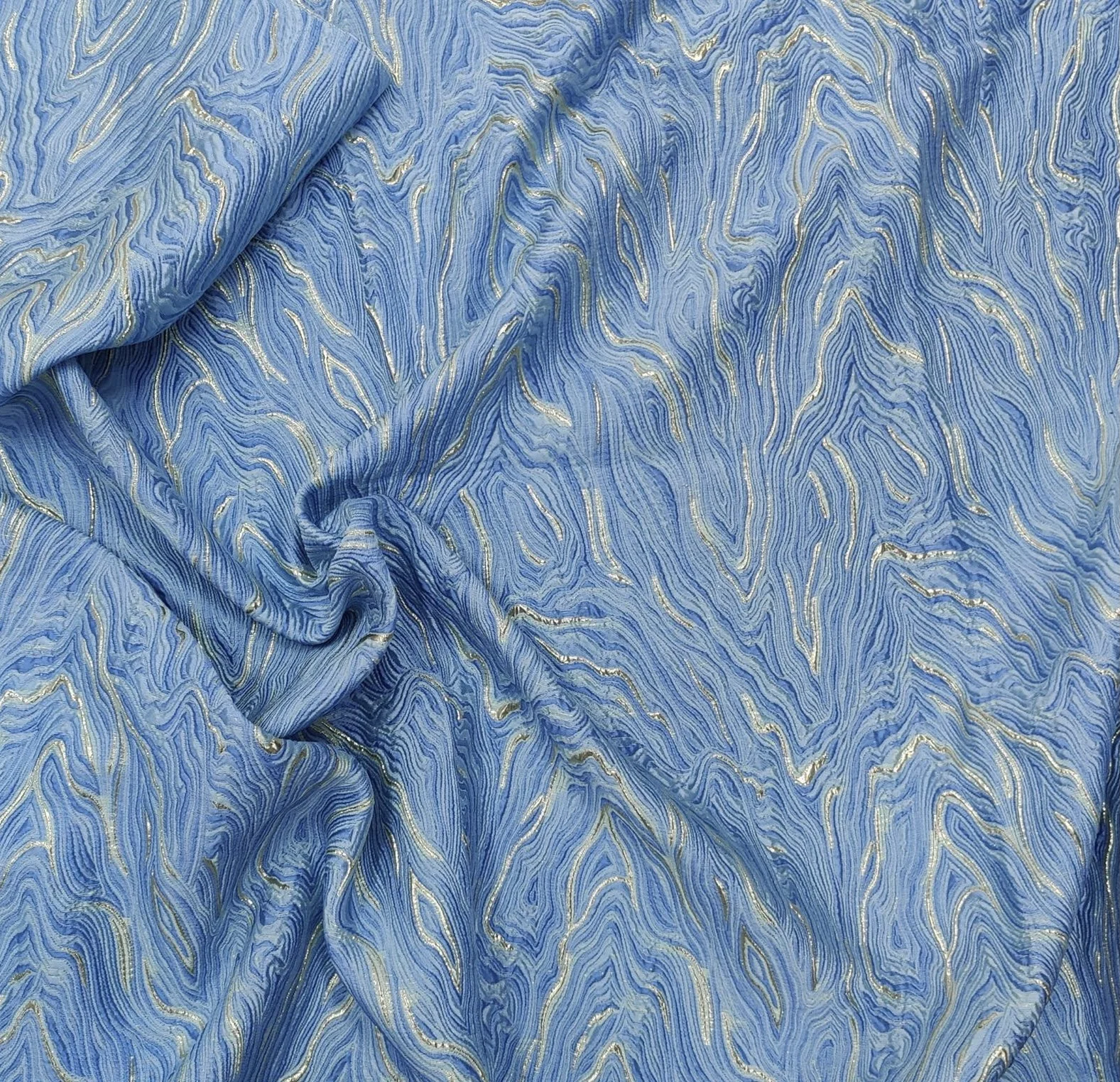 Luxury new design light metallic brocade jacquard lurex wave designer fabric for fashion garments