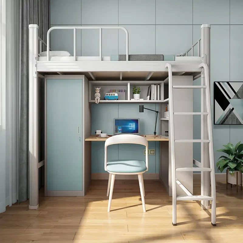 bunk bed education furniture adult loft bed with desk for students