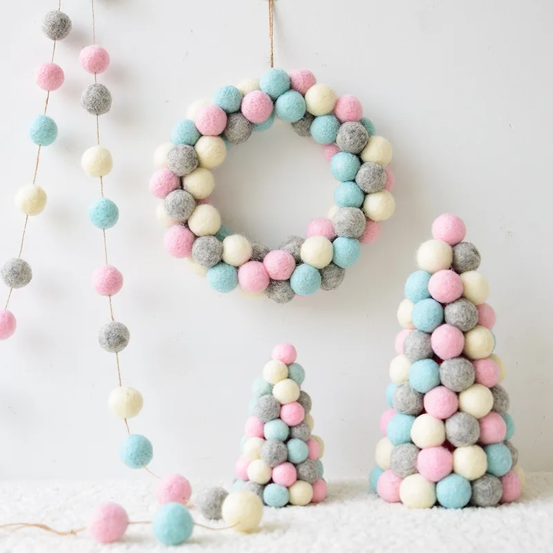 
Handmade custom felt ball garland christmas decoration 