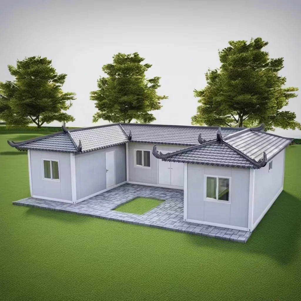 Chinese style courtyard house prefabricated container house residential mobile container house office