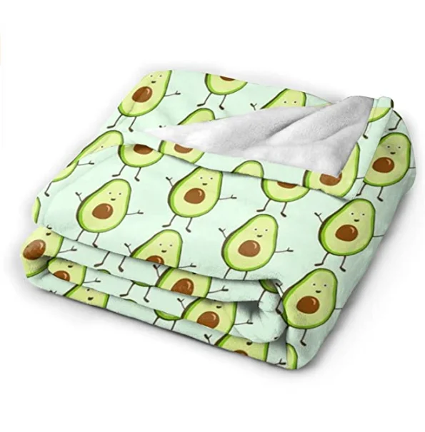 Cute Avocado Mint Green Flannel Throw Blankets Super Soft Warm Fuzzy Bed Blanket
