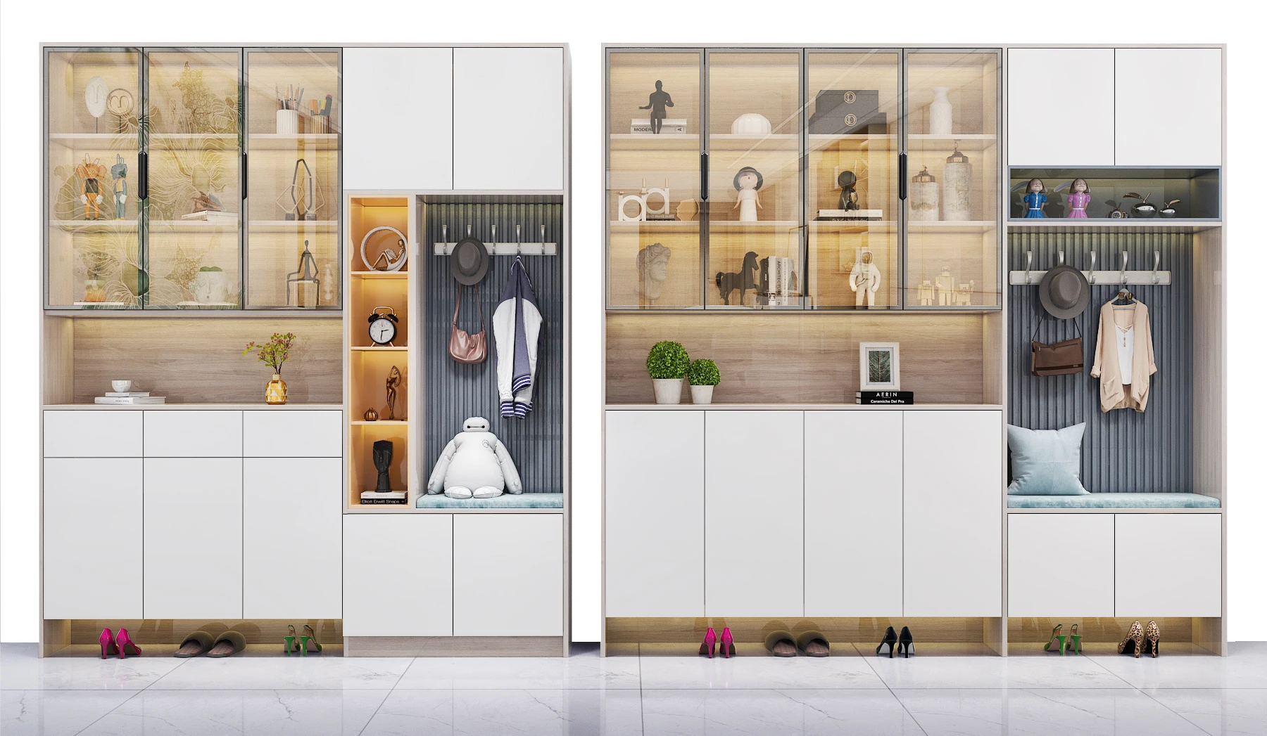 Entrance luxury door shoe cabinets with sliding door glass cabinet shoe