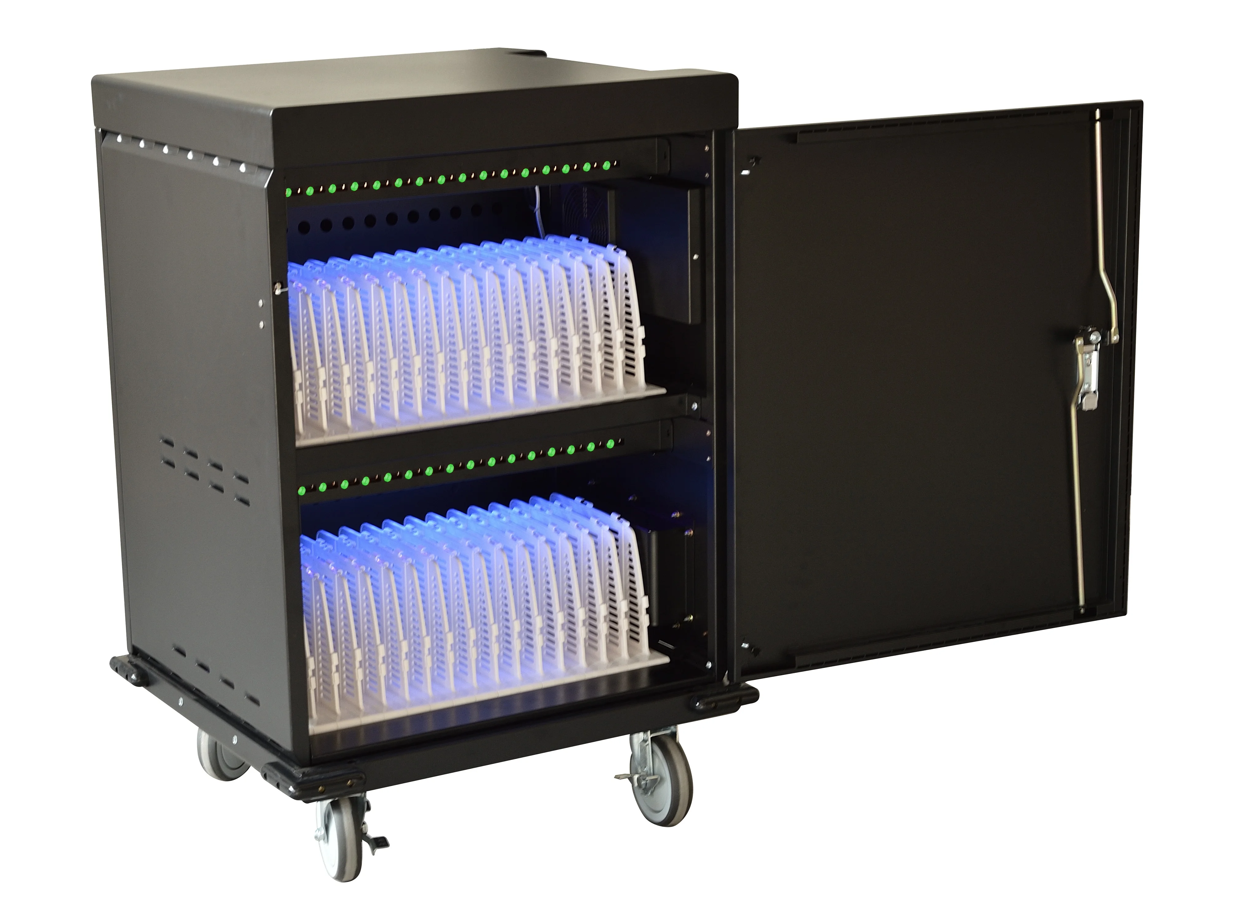 UV light 32 Bay USB&AC Simultaneously fast charging cart Cabinet for ipads/Tablet/laptop with Wheel for school/office