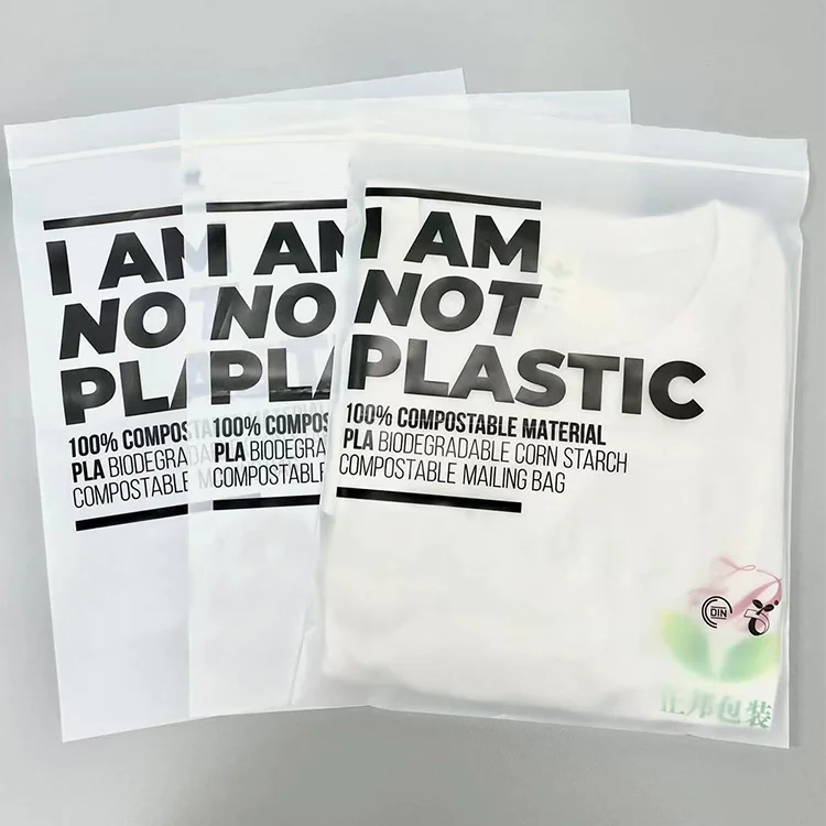 custom frosted biodegradable clothing clothes packaging ziplock bag print logo compostable resealable zipper bags for t shirt