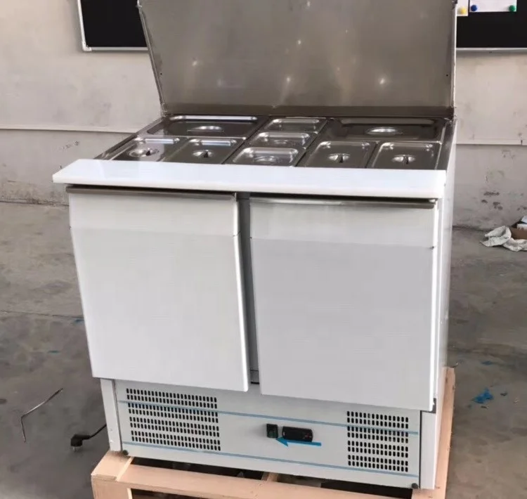 2-х дверный коммерческих пиццы/салат сэндвич охлаждаемый прилавок-витрина