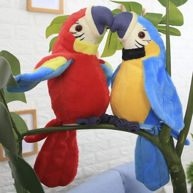 Factory Hot Selling Stuff Plush Toy Recording And Repeating Moving Talking Parrot Toy