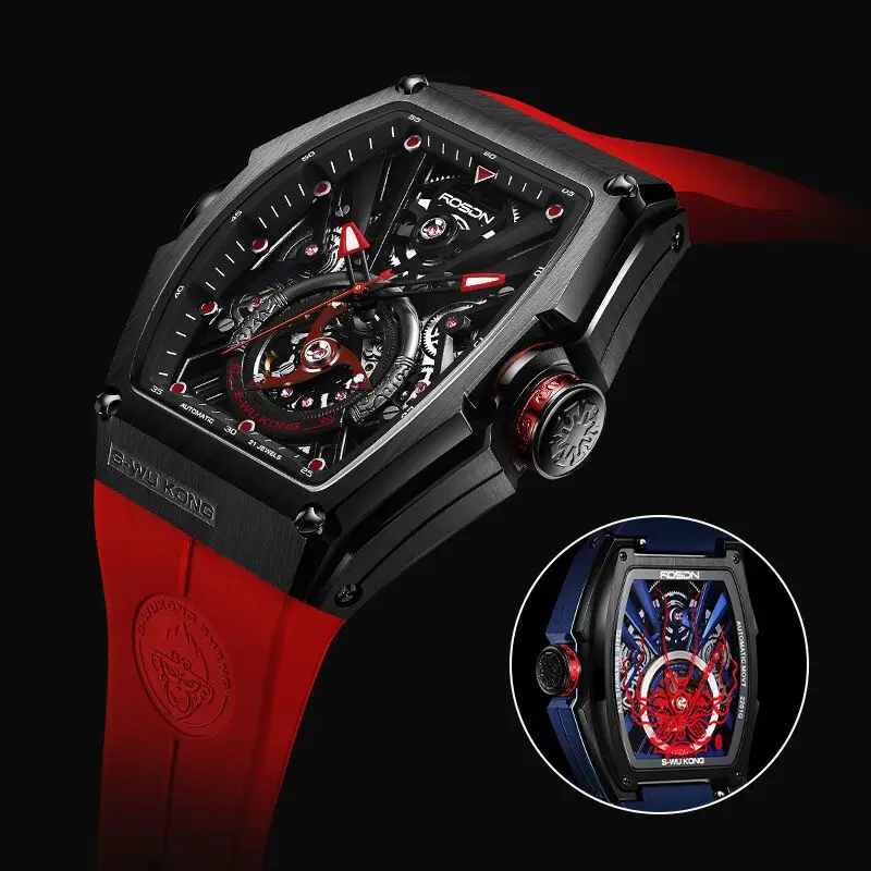 Factory Price Rubber Strap 5 BAR 316L Stainless Steel Skeleton Design MIYOTA Automatic Japan Movement Mechanical Watch