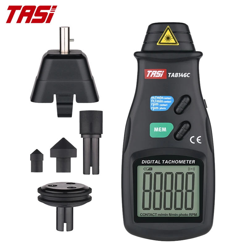 TASI TA8146C Tachometer Contact/Non-contact LCD Speed Meter 2.5-99 999 RPM