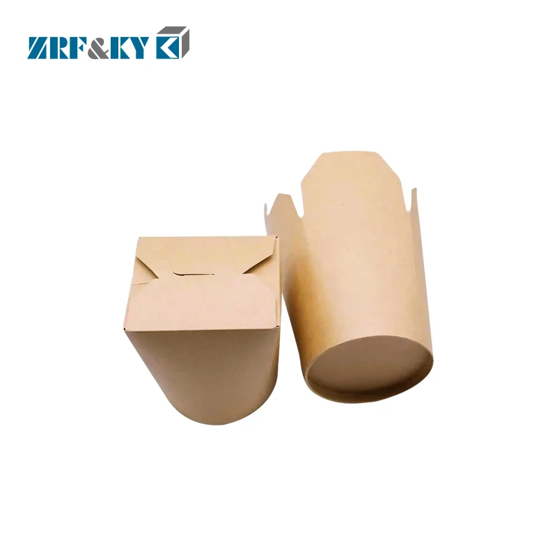 Factory Direct Supplier Recyclable Paper Packaging Box Customizable Pattern Round Food Grade Brown Kraft Box