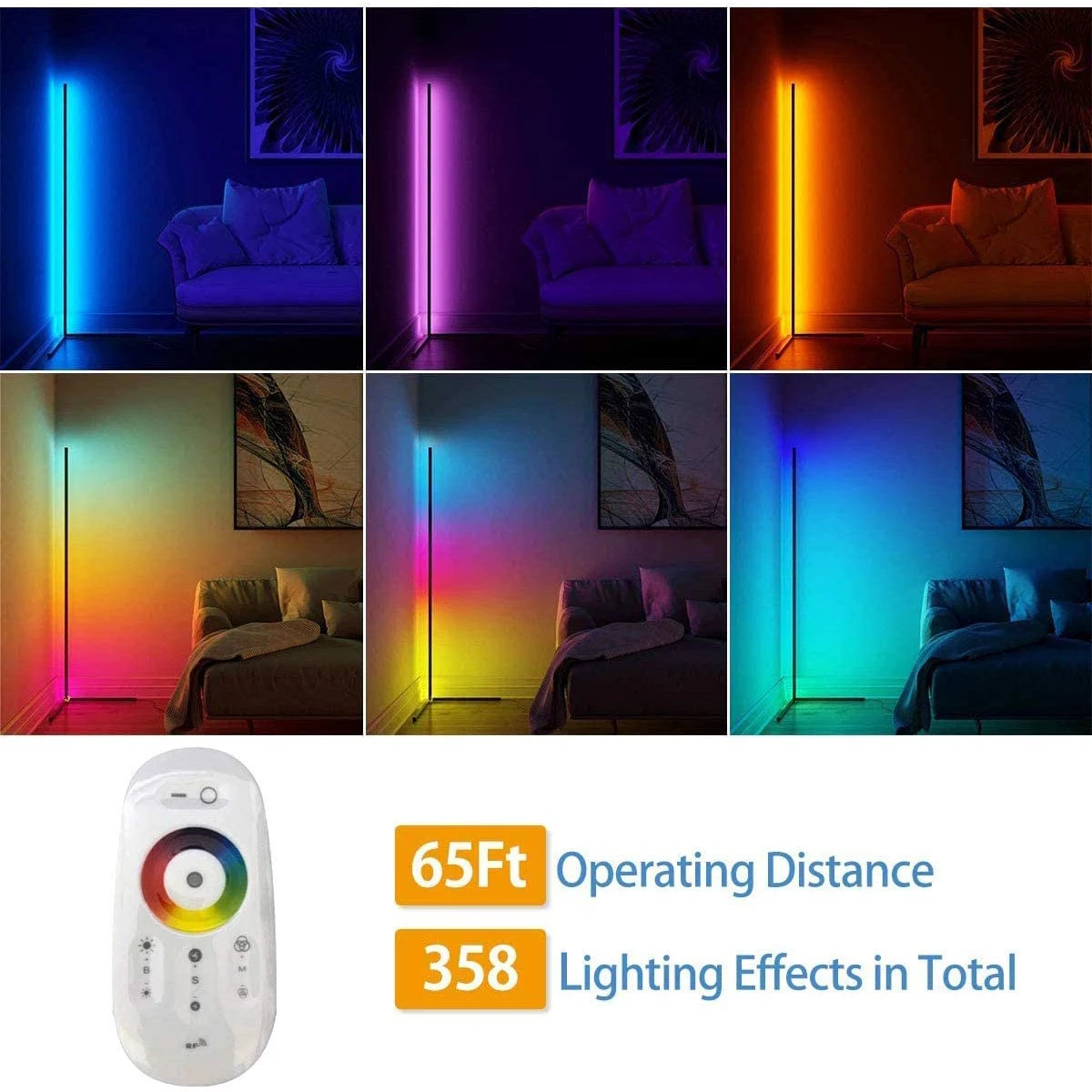 Modern bedroom black led simple floor light  base color changing minimum corner stand smallest corner rgb lamp