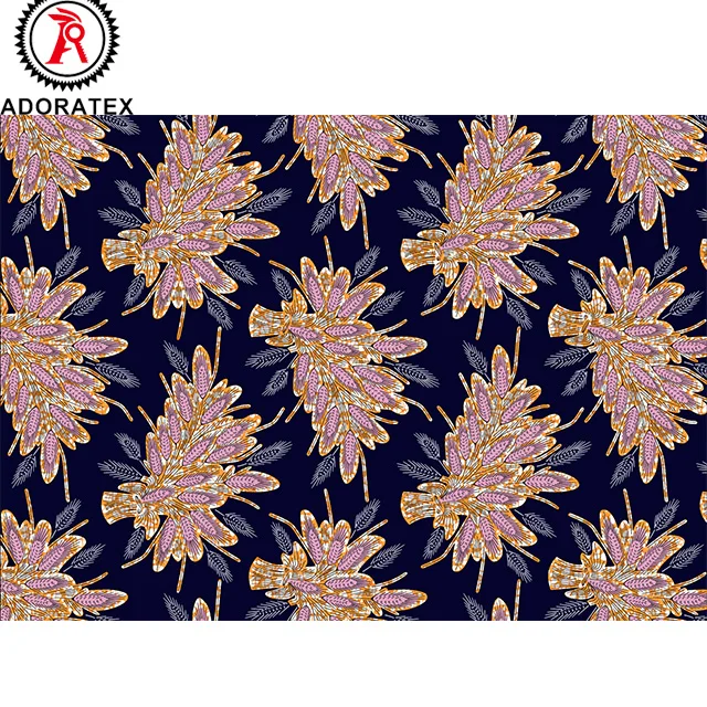 Custom LOGO Wholesale  African batik fabric imitation wax fabric print single sided and double sided JAVA/SUPER WAX