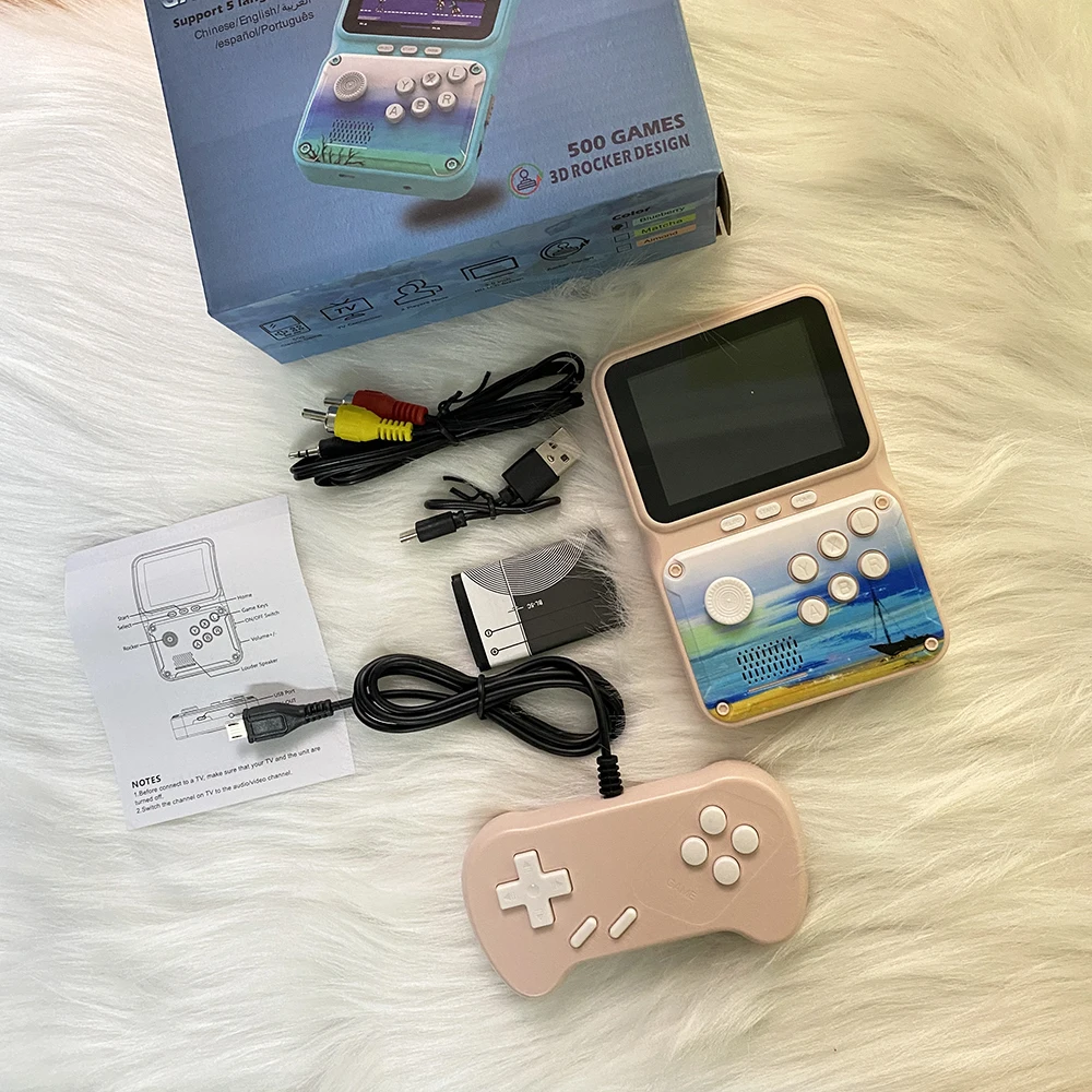 NEW SUP Mini Retro Game Console JP09 Macaron Handheld Game Console 500in1 Nostalgic Arcade Portable Game Player