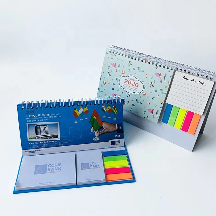 
2021 Custom Printing Creative Design Stand Desk Calendar With Sticky Notes 