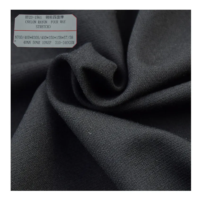 Harvest Plain Dyed Woven Nylon Viscose Tecido Bengaline Super Stretch Bengaline Dyeing Cargo Pants Fabric For Pants