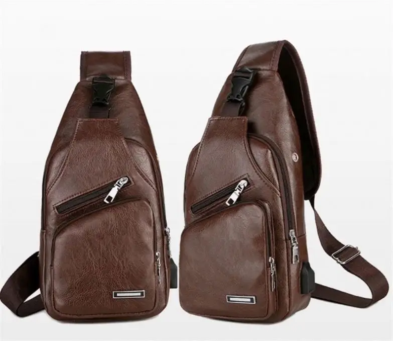 USB Charging bags Men Shoulder Bags Men Chest Bag
