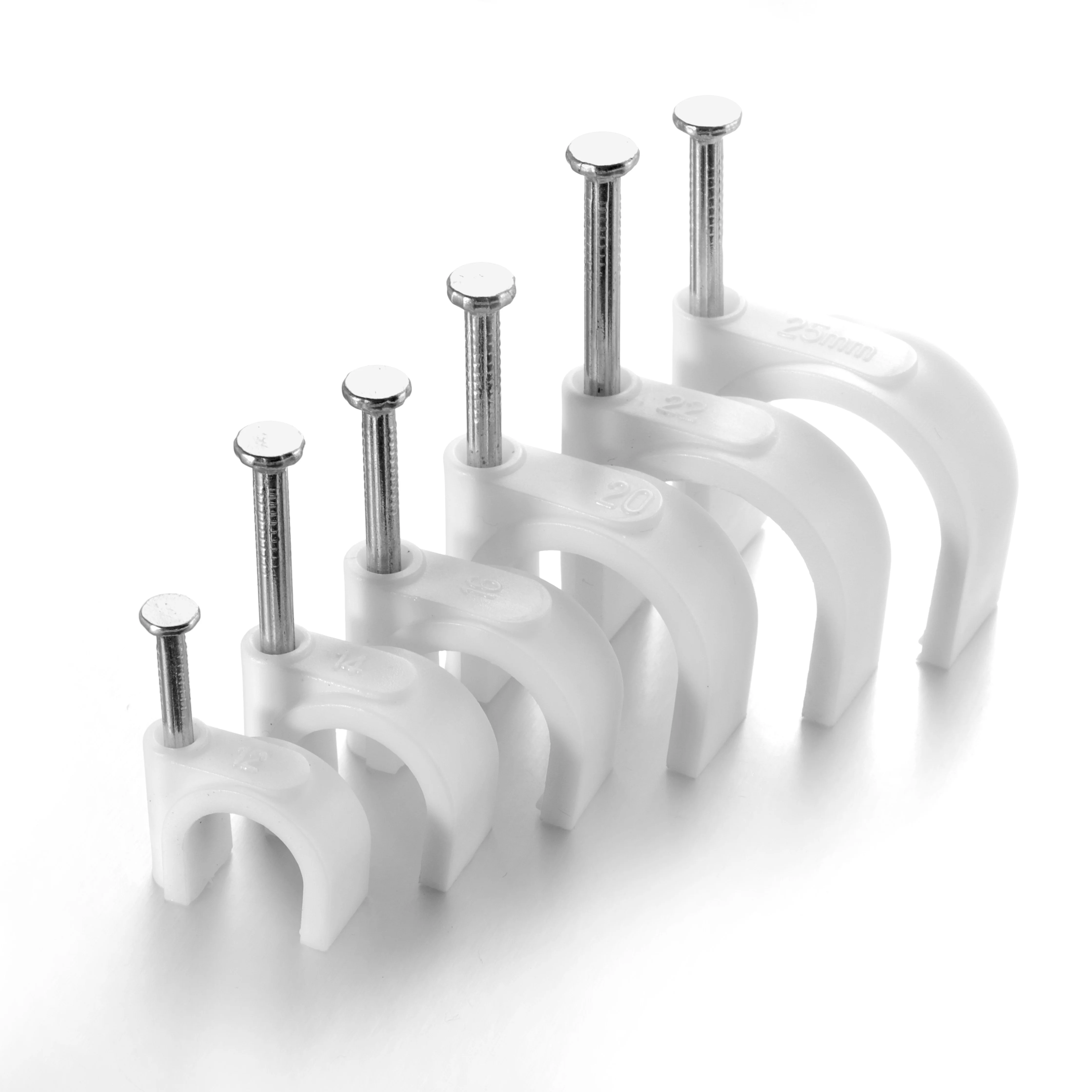 Good quality PE round cable clips with steel nails 4mm 6mm  8mm  10mm