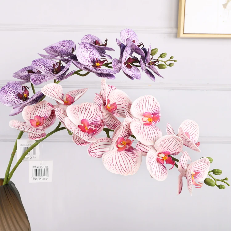 QIHAO 3D Real Touch Latex Phalaenopsis Centerpiece Flower Stem Artificial Orchid for Wedding Party Home Garden