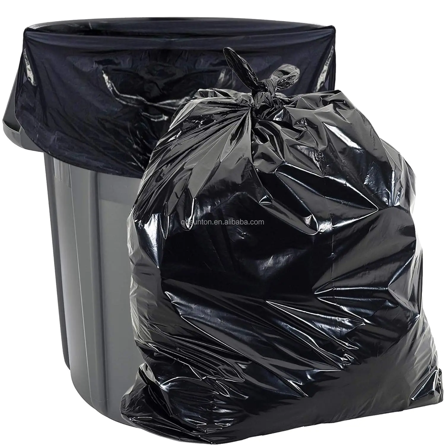 Wholesale Custom Printed Logo Biodegradable PE Garbage Bags Black Household Trash Bag Roll Custom Printed Black Bolsas de Basura