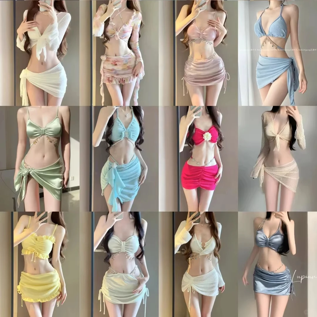 Swimwear for women 2024 new summer high-end sense conservative plus size slimming swimsuit sunscreen swimsuit skirt style split