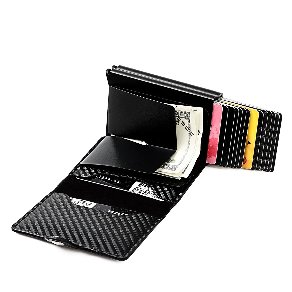 Double aluminum box gold RFID new anti-theft brush dollar clip metal card bag card sleeve card holder wallet