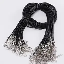 100pcs 1.5mm Black Multicolor Leather Cord Adjustable Chains Braided 45cm Rope For DIY Necklace Bracelet Jewelry Making Findings
