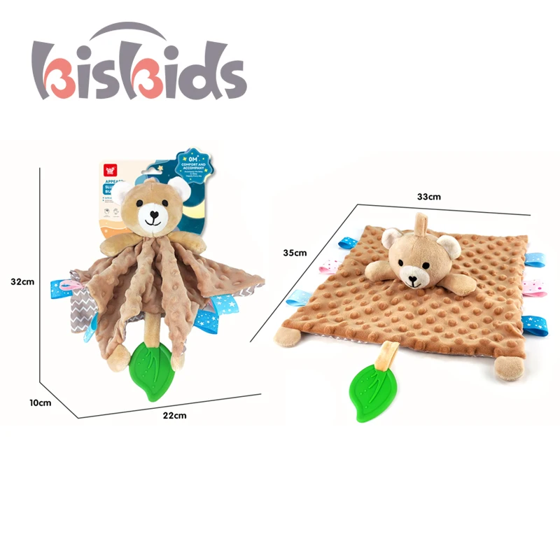 Creative Baby Security Blanket Sleeping Soothing Blanket Cartoon Bear Sleeping  Saliva Towel Cartoon Stuffed Plush Animal Toys