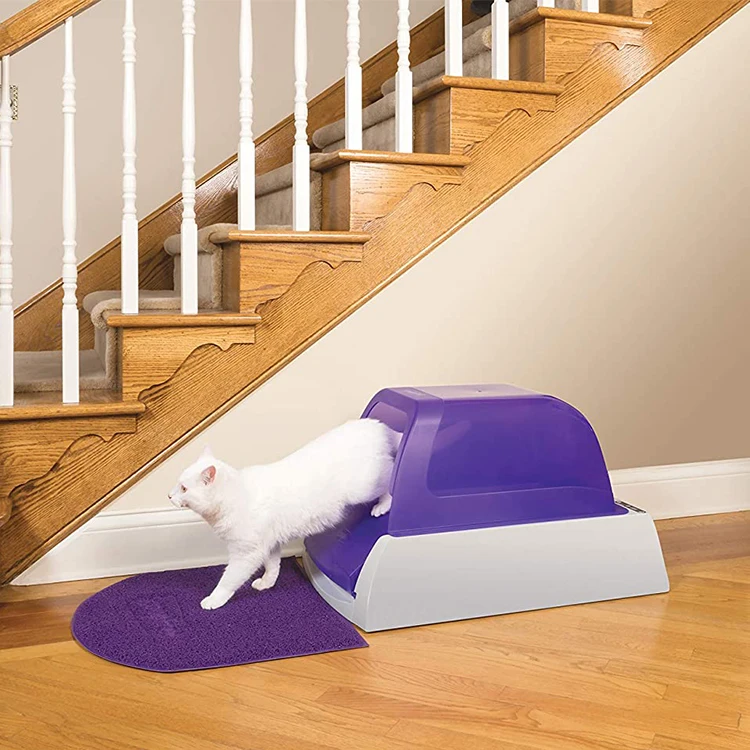 
2020Top-Entry - Purple Or Taupe - Covered 2Nd Generation Self Cleaning Hooded Cat Litter Box 