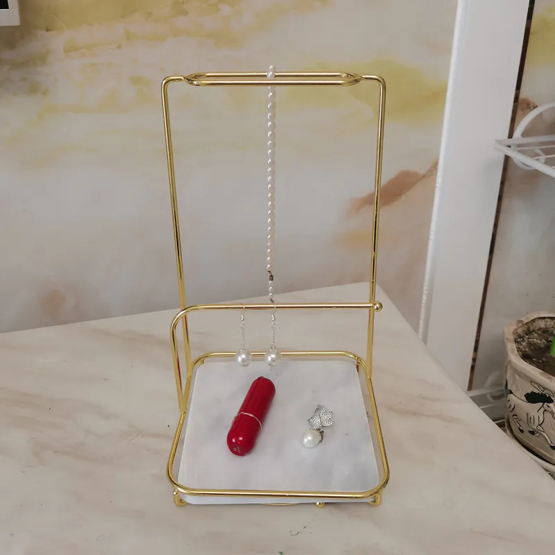 Custom Hanging Jewellery Bracelet Earring Display Stands Rack Holder Marble Base Necklace Jewelry Earrings Displayer With Stand
