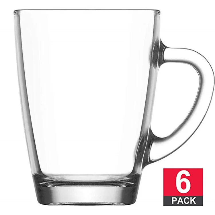 Горячие или холодные питьевые напитки, чайные, кофейные стеклянные чашки, кружки с ручкой