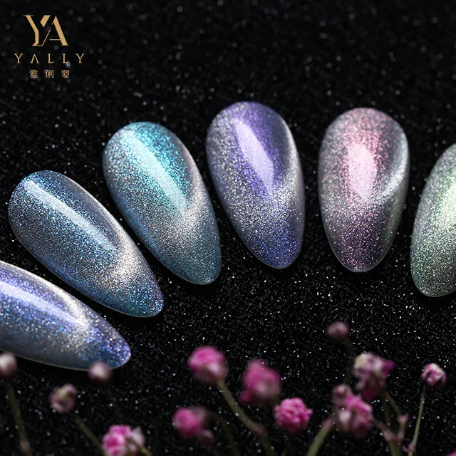 High shiny magnetic cat eye UV gel polish disco glitter reflective color nail varnish high quality with free samples