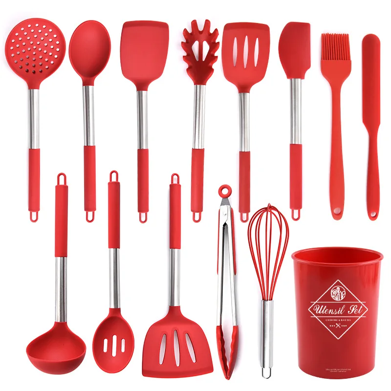 Kitchen Cookware Silicone Cooking Spatula 13 Piece Silicone Kitchenware Set
