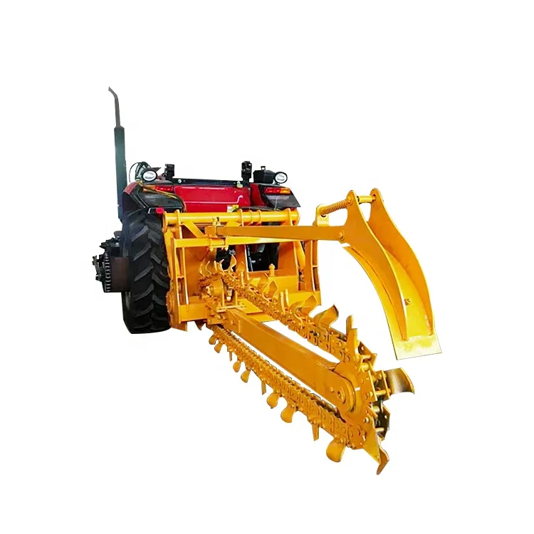 Tractor mounted trencher with pto driven pipeline chain ditcher mini chainsaw track trenching for sale