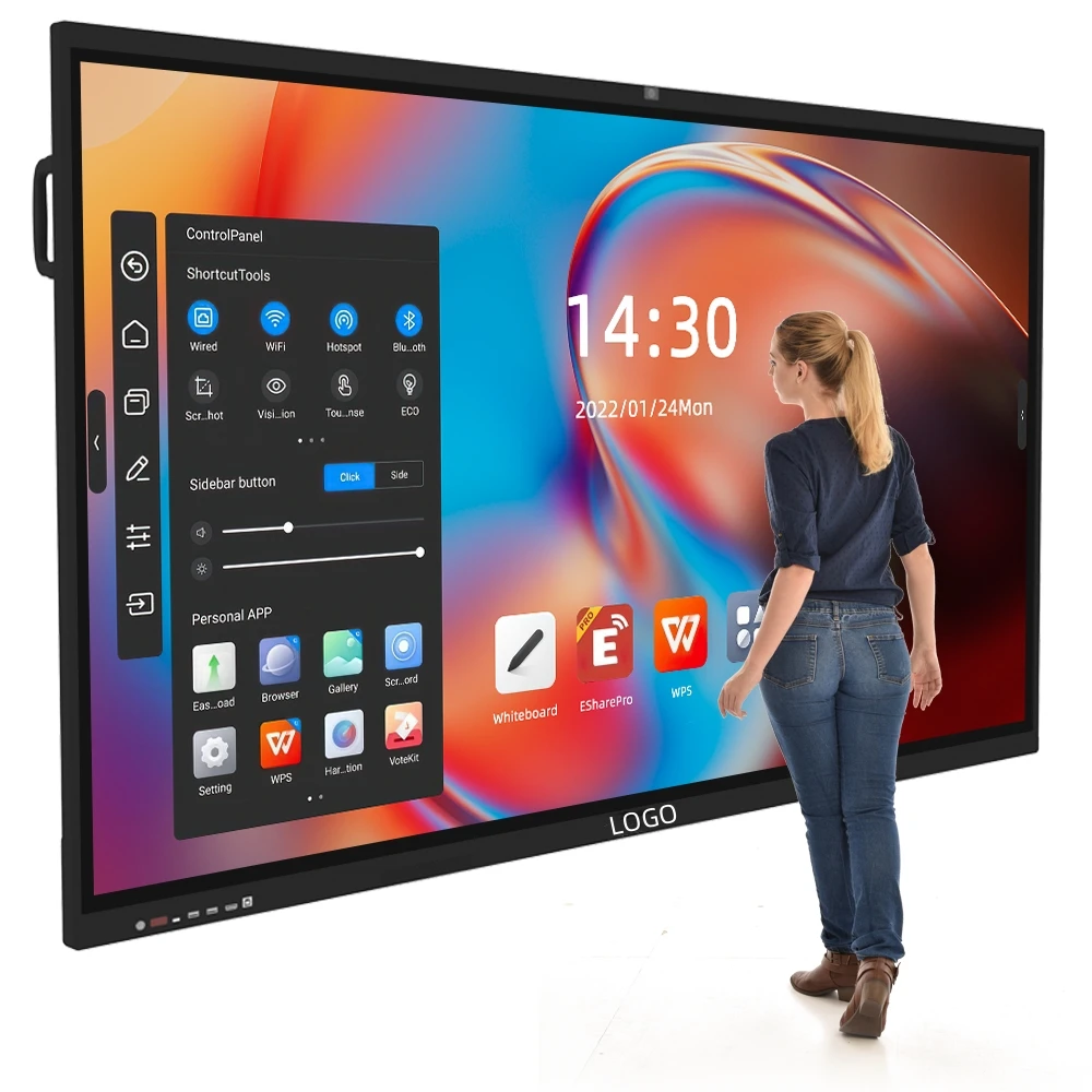 HUSHIDA OEM ODM 4K двойная система умная цифровая доска 55 65 75 86 дюймов Цифровая Интерактивная для обучения