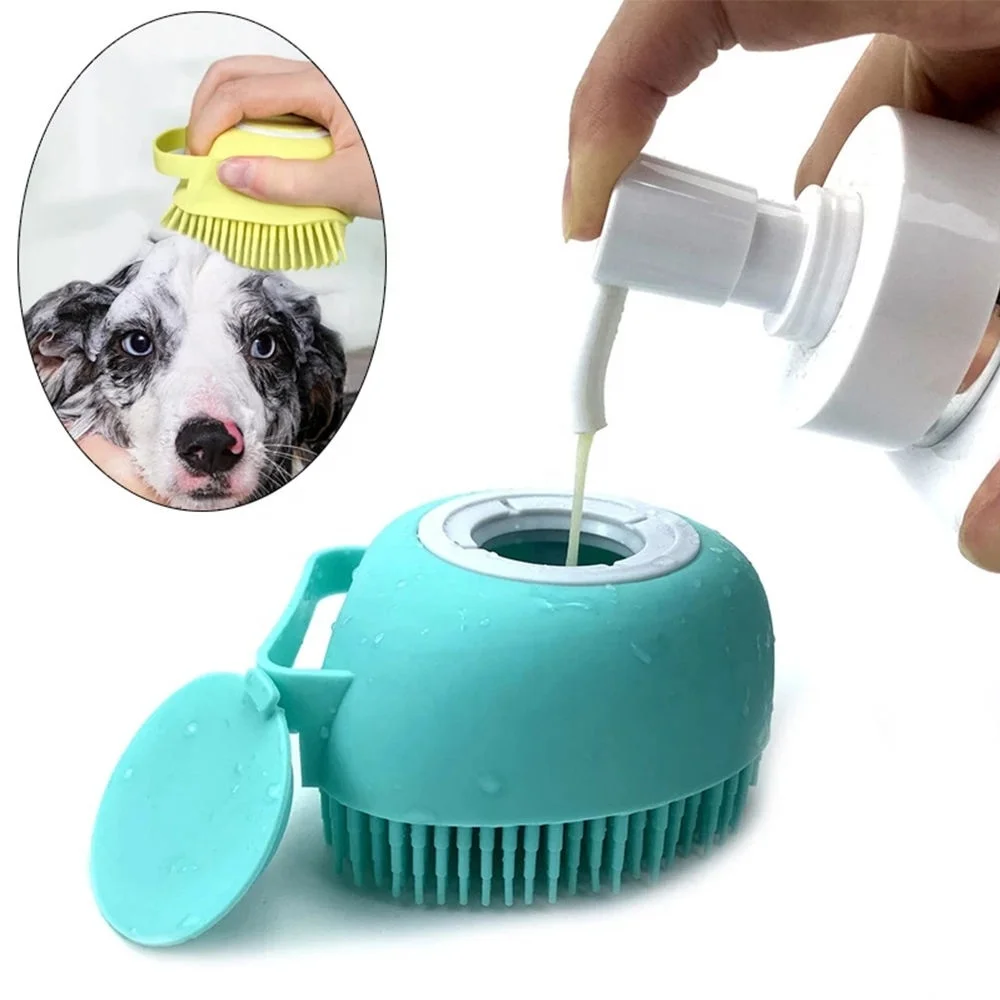 BunnyHi PET063 Pet Bath Shower Massage Soft Silicone Rubber Bath Dog Brush