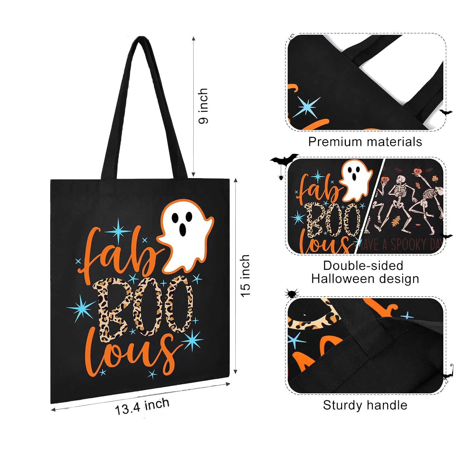 Halloween Trick Or Treat Without Candy Reusable Grocery Bag Custom Canvas Cotton Tote Bag