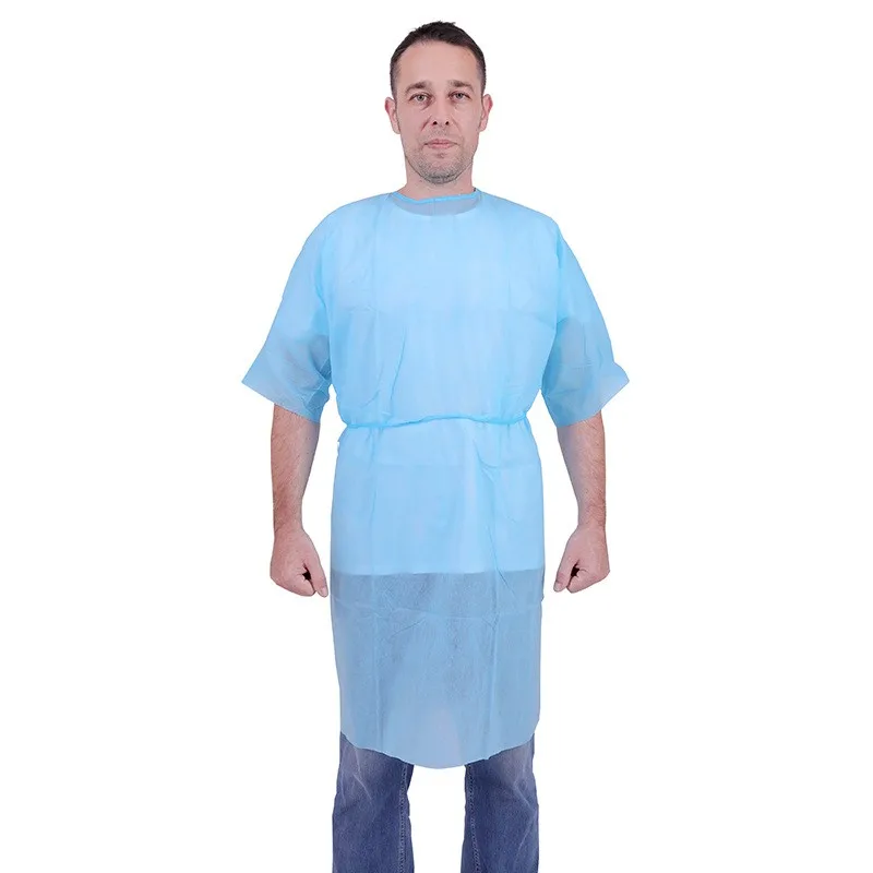 Surgical Hospital Clothing Gown for Patient Surgery Short Sleeve Disposable Patient Gowns 35g SMS Gown for Adults